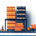 Icon representing a warehouse with boxes.